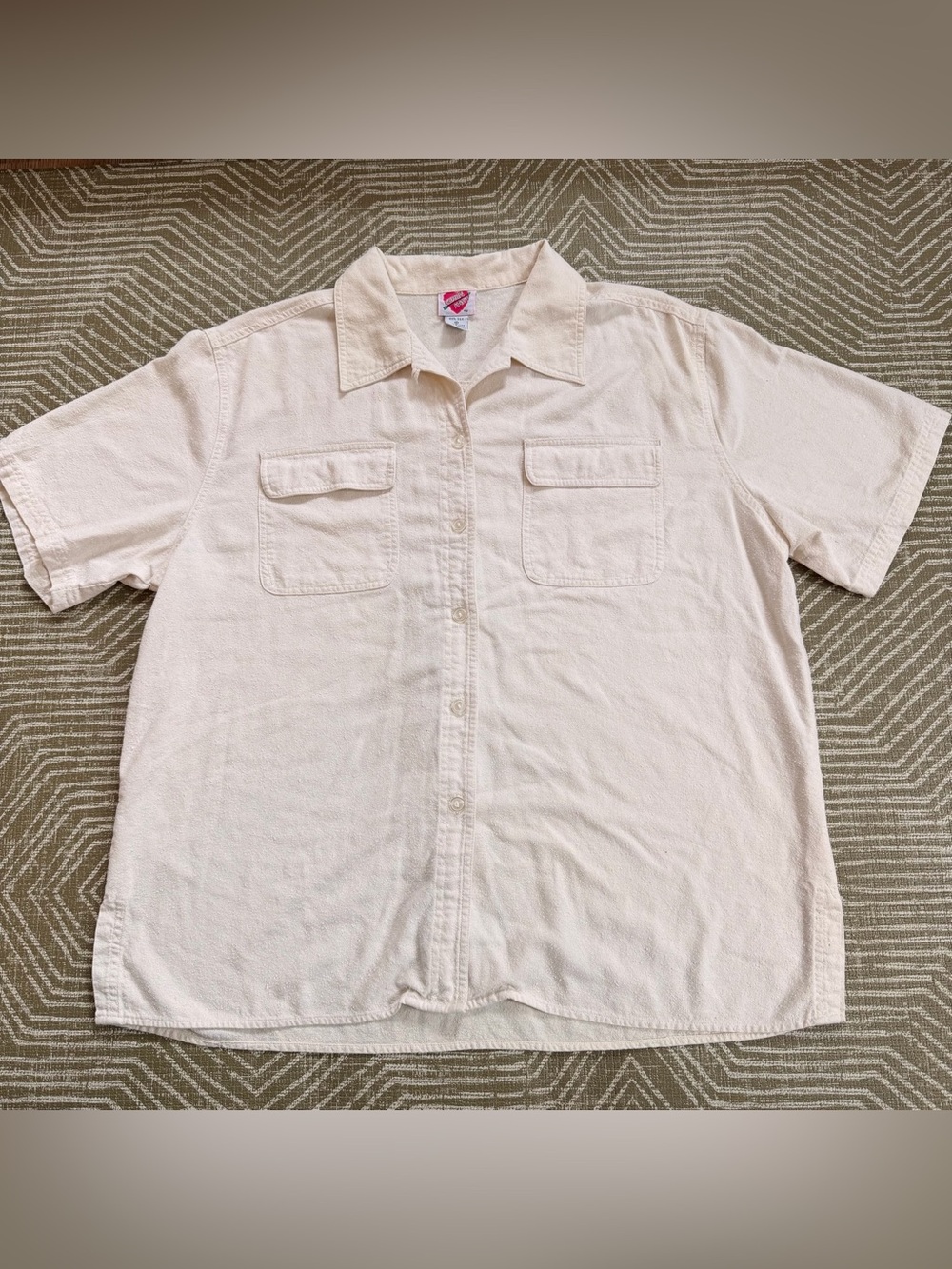 Vintage Keren Hart 100% Silk Camp Shirt Ivory Cream Women’s XL Minimalist Button